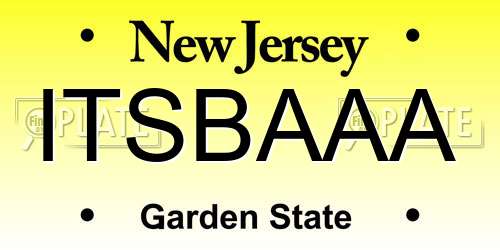 ITSBAAA New Jersey License Plate