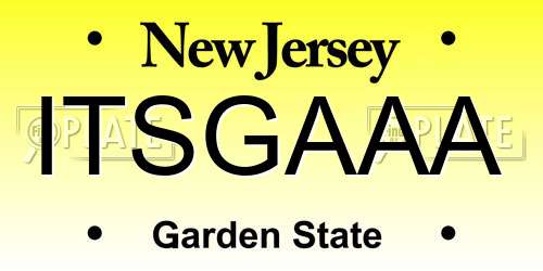 ITSGAAA New Jersey License Plate