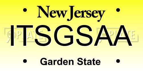 ITSGSAA New Jersey License Plate