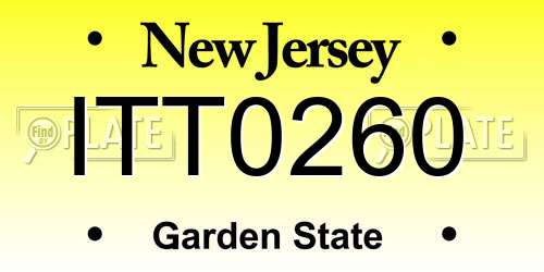 ITT0260 New Jersey License Plate