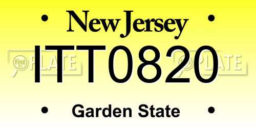 ITT0820 New Jersey License Plate