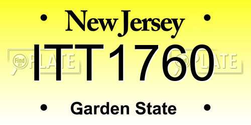 ITT1760 New Jersey License Plate
