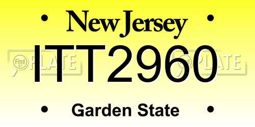 ITT2960 New Jersey License Plate