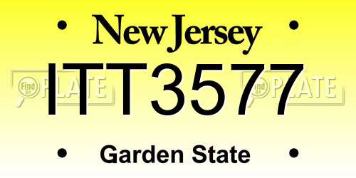 ITT3577 New Jersey License Plate