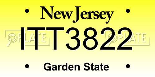 ITT3822 New Jersey License Plate
