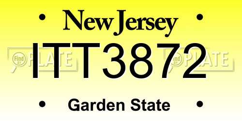 ITT3872 New Jersey License Plate