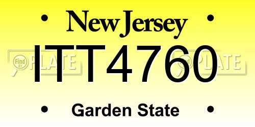ITT4760 New Jersey License Plate