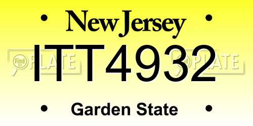 ITT4932 New Jersey License Plate