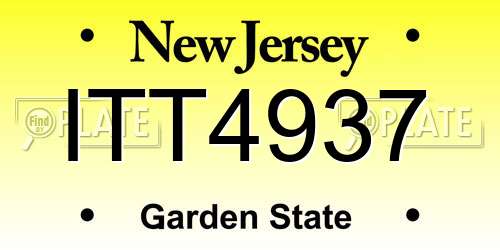 ITT4937 New Jersey License Plate