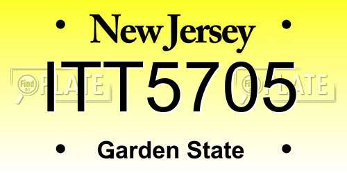 ITT5705 New Jersey License Plate