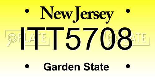 ITT5708 New Jersey License Plate