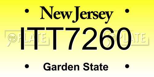 ITT7260 New Jersey License Plate