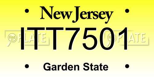 ITT7501 New Jersey License Plate