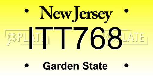 ITT768 New Jersey License Plate