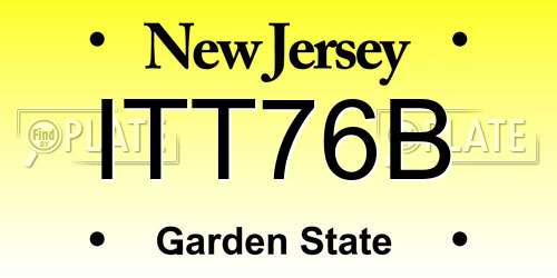 ITT76B New Jersey License Plate