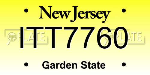 ITT7760 New Jersey License Plate
