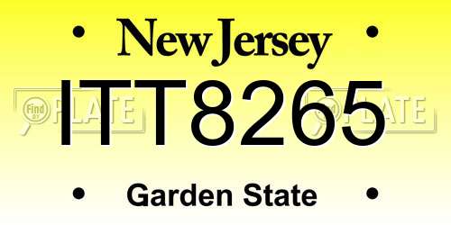 ITT8265 New Jersey License Plate