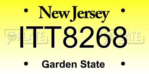 ITT8268 New Jersey License Plate
