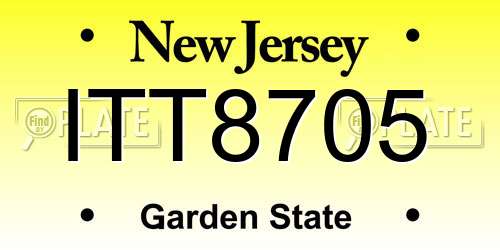 ITT8705 New Jersey License Plate