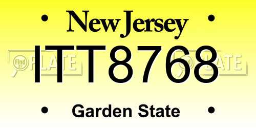 ITT8768 New Jersey License Plate