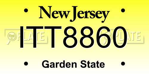 ITT8860 New Jersey License Plate