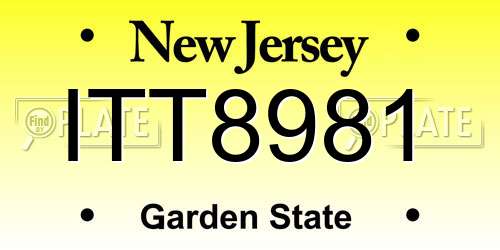 ITT8981 New Jersey License Plate