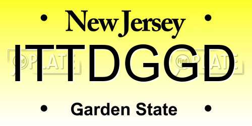 ITTDGGD New Jersey License Plate