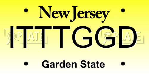 ITTTGGD New Jersey License Plate