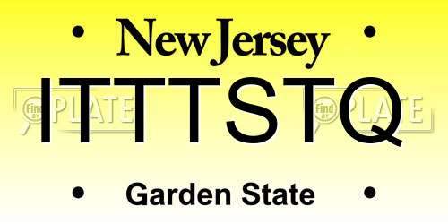 ITTTSTQ New Jersey License Plate
