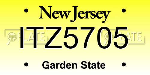 ITZ5705 New Jersey License Plate