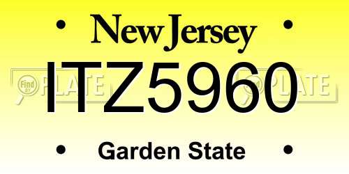 ITZ5960 New Jersey License Plate