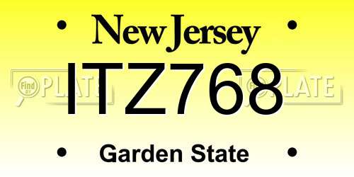 ITZ768 New Jersey License Plate