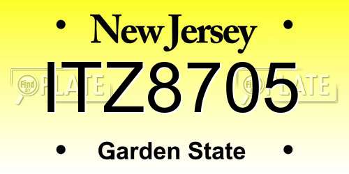 ITZ8705 New Jersey License Plate