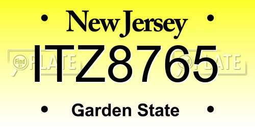 ITZ8765 New Jersey License Plate