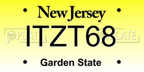 ITZT68 New Jersey License Plate