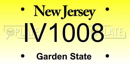 IV1008 New Jersey License Plate