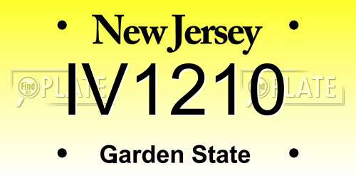 IV1210 New Jersey License Plate