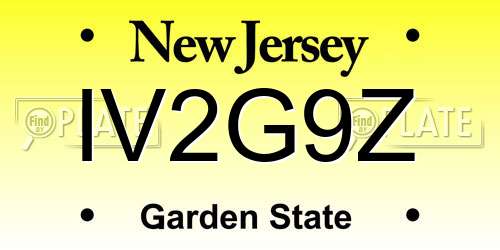 IV2G9Z New Jersey License Plate