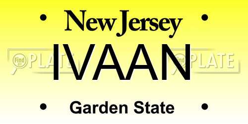 IVAAN New Jersey License Plate