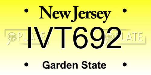 IVT692 New Jersey License Plate