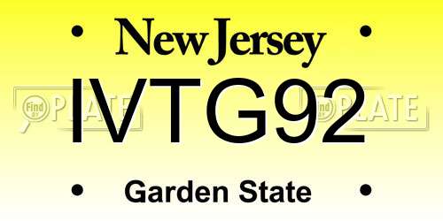 IVTG92 New Jersey License Plate