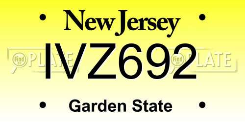 IVZ692 New Jersey License Plate