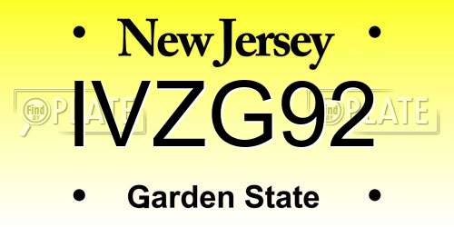 IVZG92 New Jersey License Plate