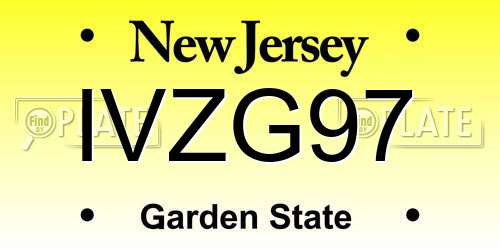 IVZG97 New Jersey License Plate