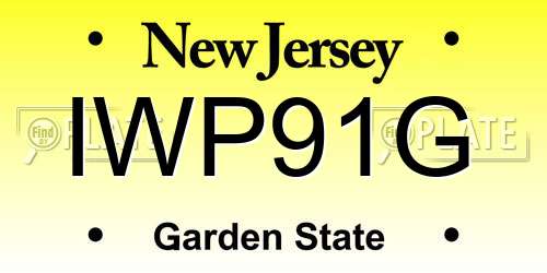 IWP91G New Jersey License Plate