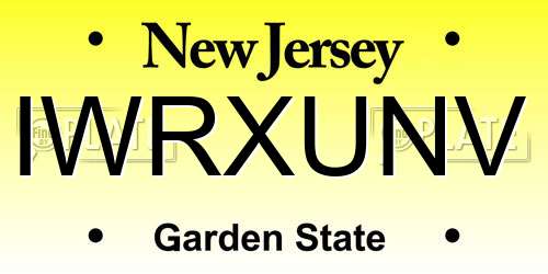 IWRXUNV New Jersey License Plate