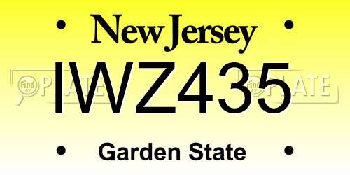 IWZ435 New Jersey License Plate