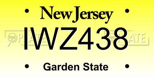 IWZ438 New Jersey License Plate