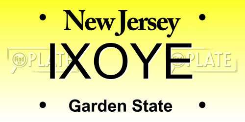 IXOYE New Jersey License Plate