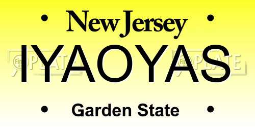 IYAOYAS New Jersey License Plate